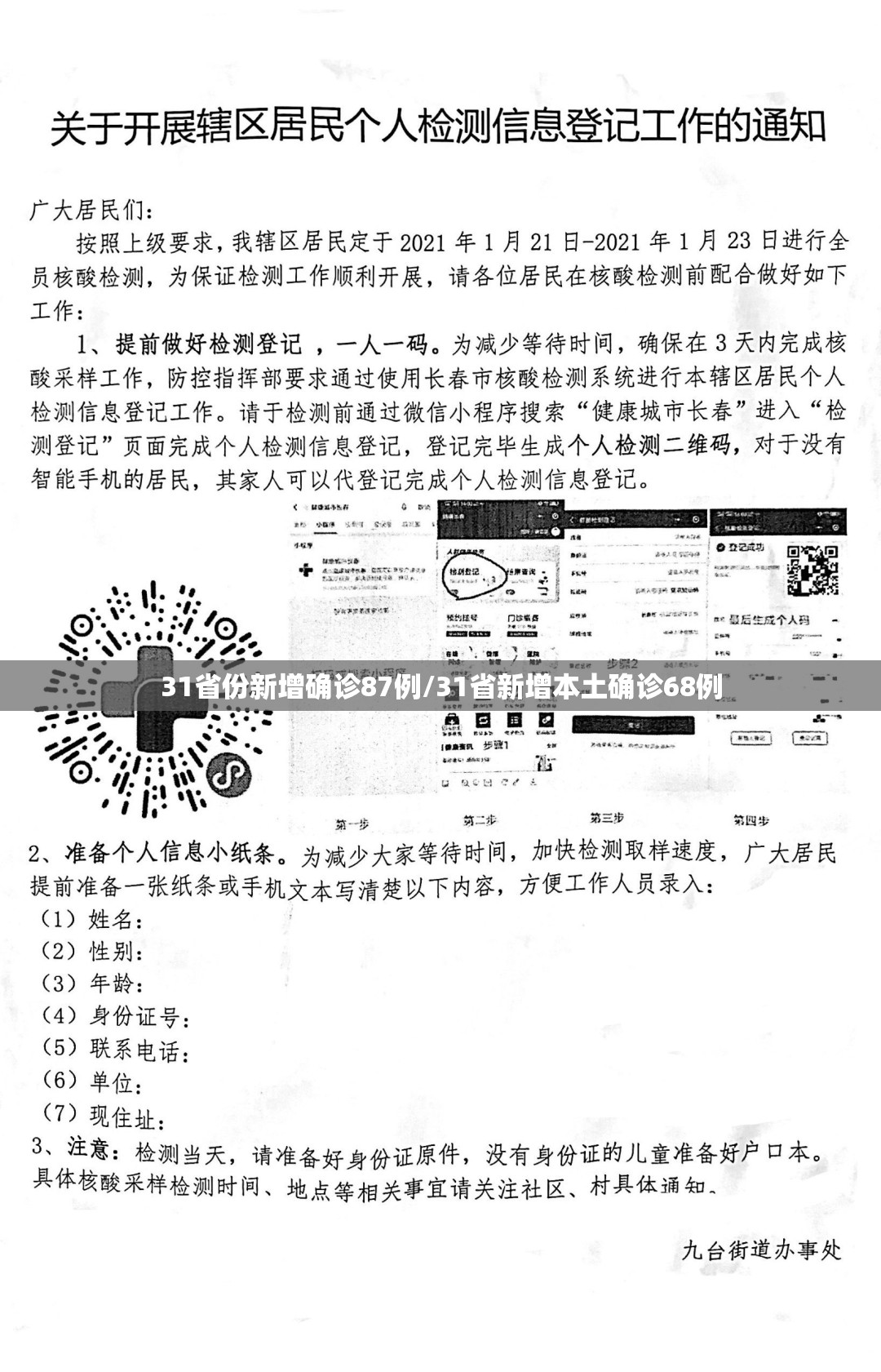 31省份新增确诊87例/31省新增本土确诊68例