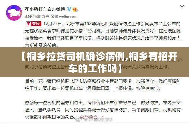 【桐乡拉货司机确诊病例,桐乡有招开车的工作吗】 【桐乡拉货司机确诊病例,桐乡有招开车的工作吗】