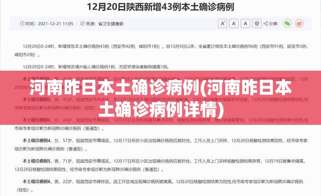 河南昨日本土确诊病例(河南昨日本土确诊病例详情) 河南昨日本土确诊病例(河南昨日本土确诊病例详情)