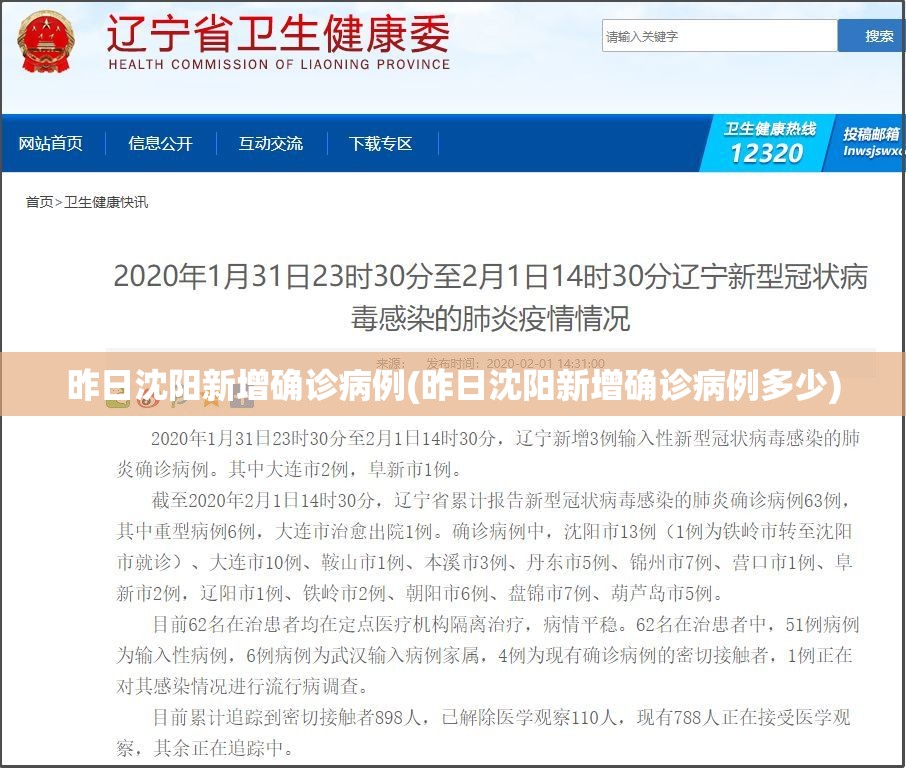 昨日沈阳新增确诊病例(昨日沈阳新增确诊病例多少)