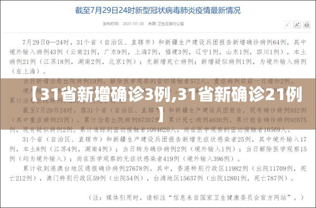 【31省新增确诊3例,31省新确诊21例】 【31省新增确诊3例,31省新确诊21例】