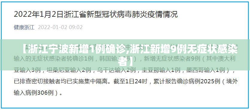 【浙江宁波新增1例确诊,浙江新增9例无症状感染者】 【浙江宁波新增1例确诊,浙江新增9例无症状感染者】