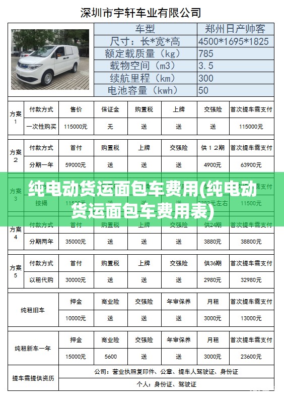 纯电动货运面包车费用(纯电动货运面包车费用表)