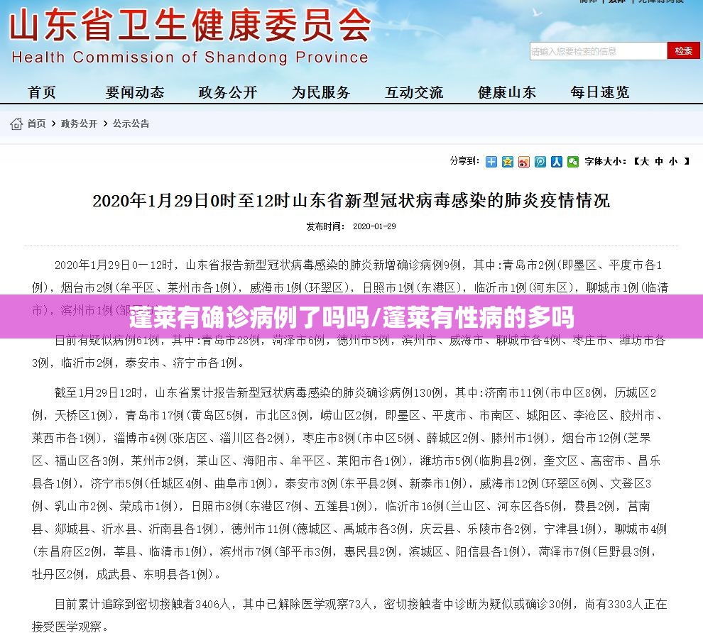 蓬莱有确诊病例了吗吗/蓬莱有性病的多吗