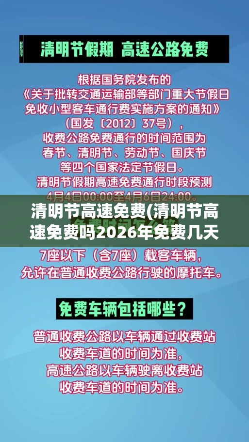 清明节高速免费(清明节高速免费吗2026年免费几天啊现在)