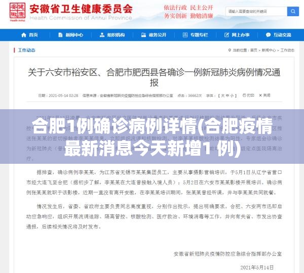 合肥1例确诊病例详情(合肥疫情最新消息今天新增1 例) 合肥1例确诊病例详情(合肥疫情最新消息今天新增1 例)