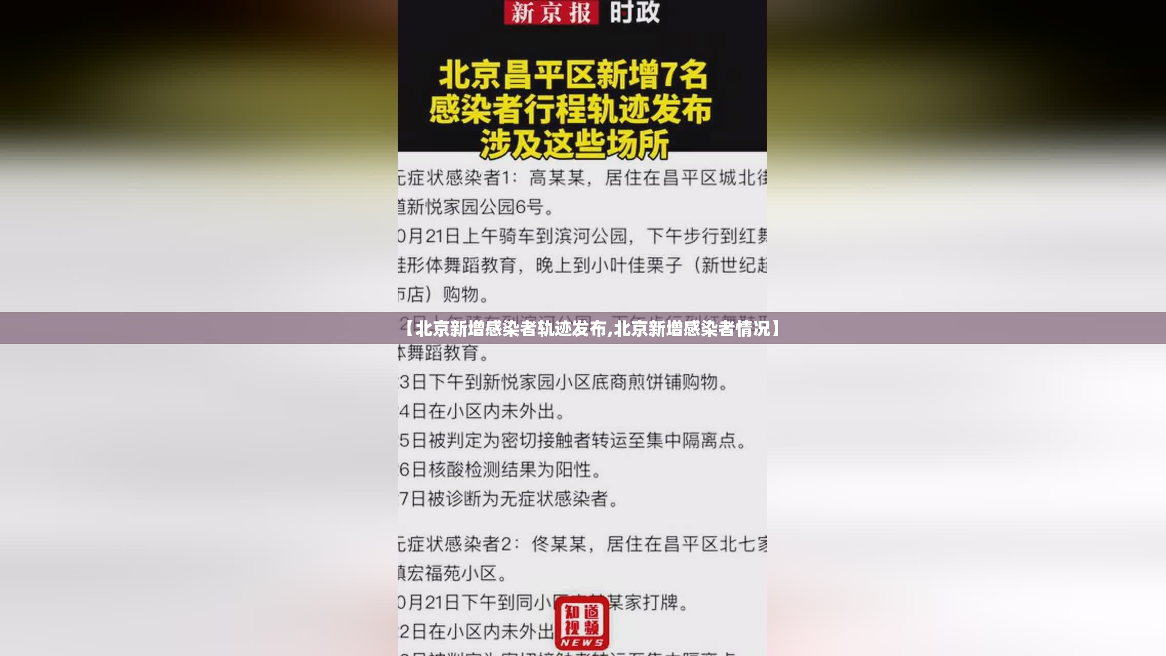 【北京新增感染者轨迹发布,北京新增感染者情况】