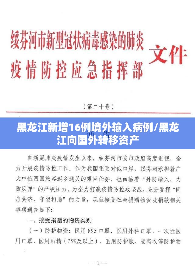 黑龙江新增16例境外输入病例/黑龙江向国外转移资产 黑龙江新增16例境外输入病例/黑龙江向国外转移资产