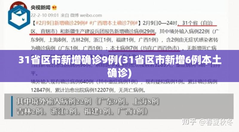 31省区市新增确诊9例(31省区市新增6例本土确诊) 31省区市新增确诊9例(31省区市新增6例本土确诊)