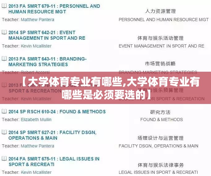 【大学体育专业有哪些,大学体育专业有哪些是必须要选的】