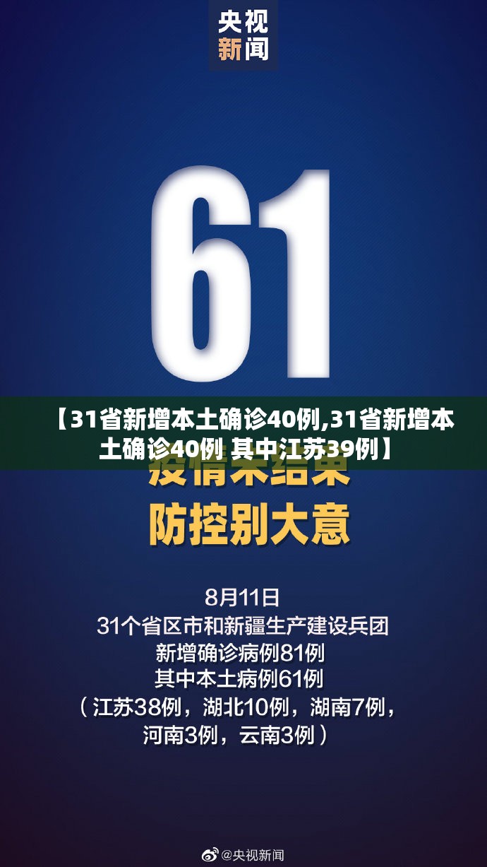 【31省新增本土确诊40例,31省新增本土确诊40例 其中江苏39例】 【31省新增本土确诊40例,31省新增本土确诊40例 其中江苏39例】