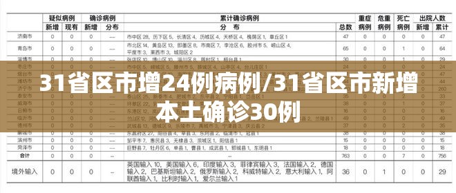 31省区市增24例病例/31省区市新增本土确诊30例